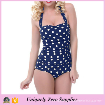 2016 mulheres slim Skinny Polka Dots Imprimir One Piece Swimsuit